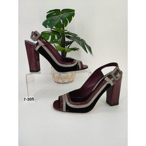 Cole Haan Women's Burgundy Slingback Leather High Heels Size 7B US
